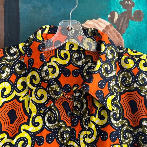 African Earthy Tones Ankara Oversized Shirt XXL - Picture 4 of 16